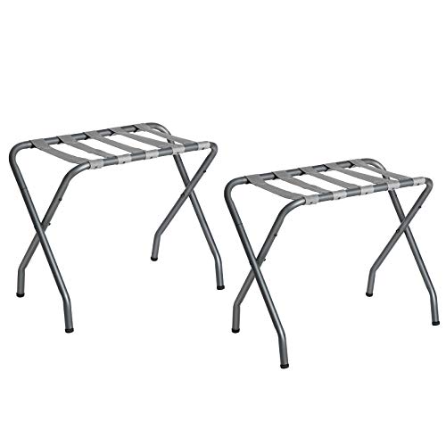 SONGMICS Metal Folding Luggage Rack, Pack of 2, Gray URLR64GS-2