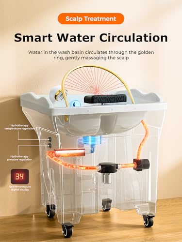 TooMiMo Head Spa Equipment with 60L Water Storage Tank, Head Spa Waterfall Equipment,Support 360°Water Circulation & Light Therapy