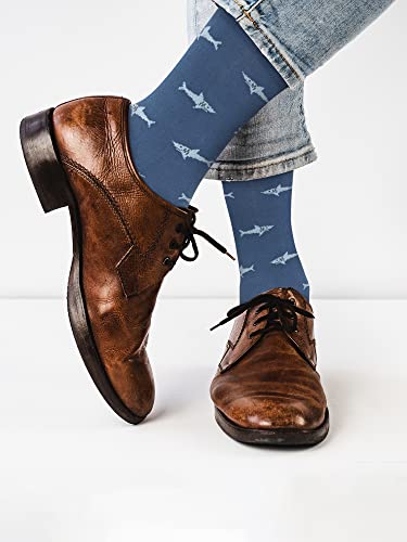 Kony Men's Funny Patterned Socks - Cotton Fun And Cool Casual Dress Crew Socks 4 Pack (Shoe Size 9-12) (Marine Animal) #TOP2