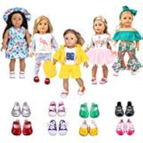 ebuddy Doll Clothes and Accessories 5 Sets Outfit with 2 Pairs Shoes for 18 inch Girl Doll Most 18
