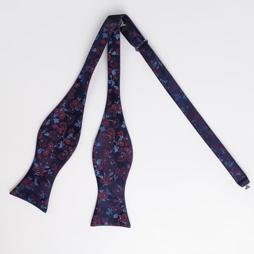 Image of Alizeal Mens 2pcs Floral Bow Tie Set | Self-tied Elegant Pocket Square Set for Wedding