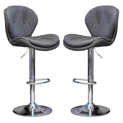 Taburetes de bar con respaldo, elevación de gas giratoria ajustable, reposapiés cromado, ideal para cocina, comedor, pub, cafetería y bistró