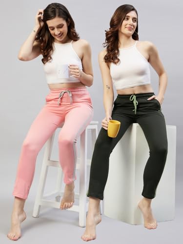 Image of BLINKIN Women Cotton Stribed Casual Style Pyjamas|Lowers With 2 Side Pockets : Ideal For Night Wear & Comfort Wear - The Ultimate Relaxed Fit Track Pants (Combo-608)