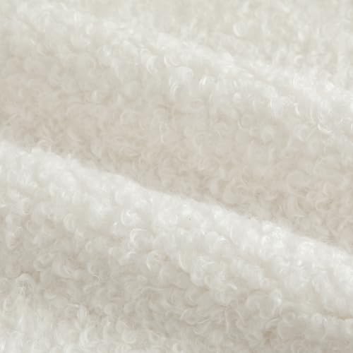 Image of Pack of 2 Curly Teddy Wool Faux Fur Throw Pillow Covers Fuzzy Accent Soft Sherpa Pillowcases Sheepskin Fleece Decorative Cushion Case for Sofa Couch Living Room 18x18 Inch Neutral White