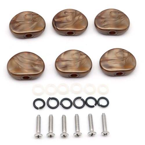 Guitar Part for 6Pcs Guitar Tuners Machine Tuning Pegs Large Elliptical Shape Buttons for Electric Guitar Parts(Color:Coffee)