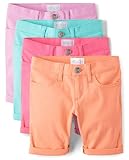 The Children's Place,Girls,Solid and Printed Skimmer Shorts,Solid Multicolor 4-Pack,8