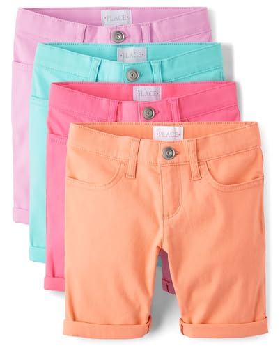 The Children's Place,Girls,Solid and Printed Skimmer Shorts,Solid Multicolor 4-Pack,6,7