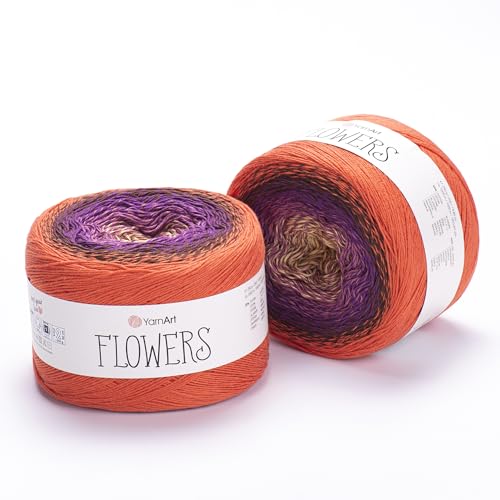 Image of Yarn Art YarnArt Flowers Yarn 55% Cotton 45% Acrylic 250gr 1094yds Multicolor Cotton Yarn Rainbow Crochet Yarn Spring Summer - 1 Fine Sport Skein (295)