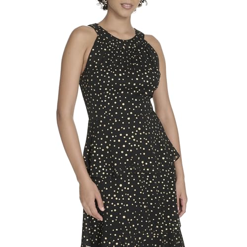 Image of Tommy Hilfiger Women's Sleeveless Halter Neck Tiered Skirt Maxi Dress