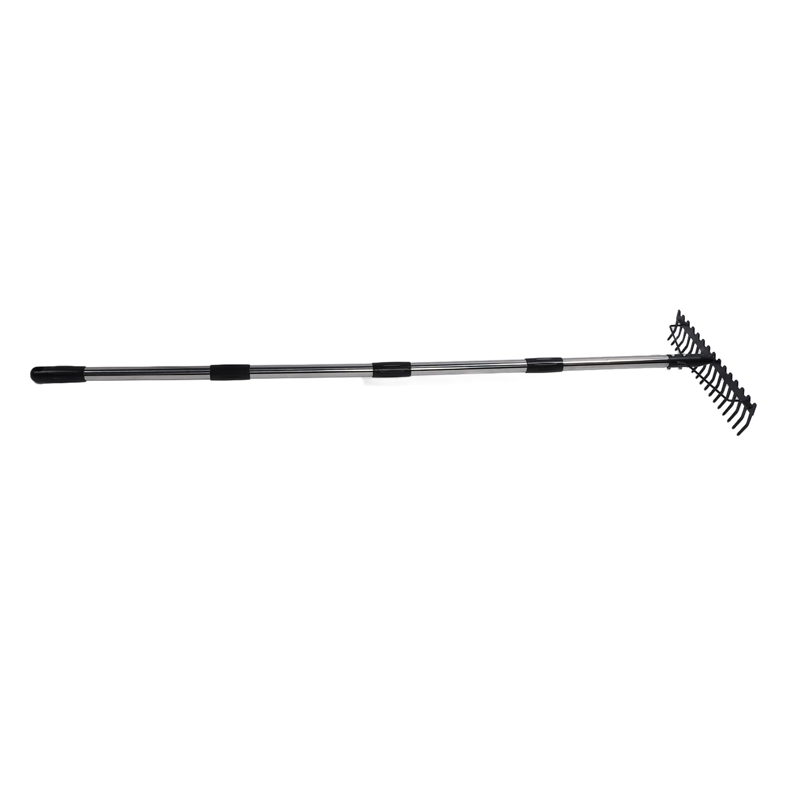 Rastrello da Giardino Regolabile con 17 Denti, Strumento con Testa in Metallo per Allentare il Terreno Raccogliendo Foglie per Lavori di Giardinaggio (4 sezioni)