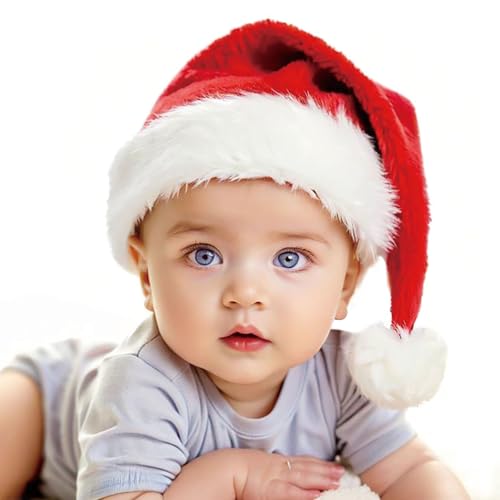 Haomaomao Santa Hat for Baby Christmas Hats Red Double Thicken Velvet Warm Comfort Holiday Unisex Xmas Hat for New Year Festive Festival Party