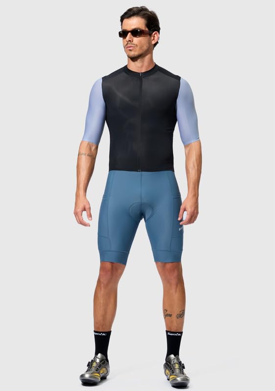 Bikewa Padded Bike Shorts for Men 4D Cycling Road Riding Biking Padding Bicycle Shorts with Phone Pockets