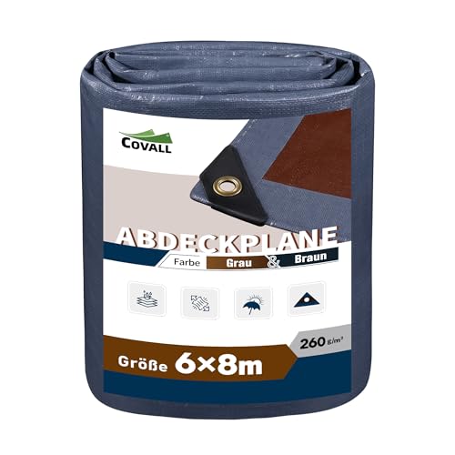 Covall Maxi Industrie-Schutzplane 6x8m Grau/Braun