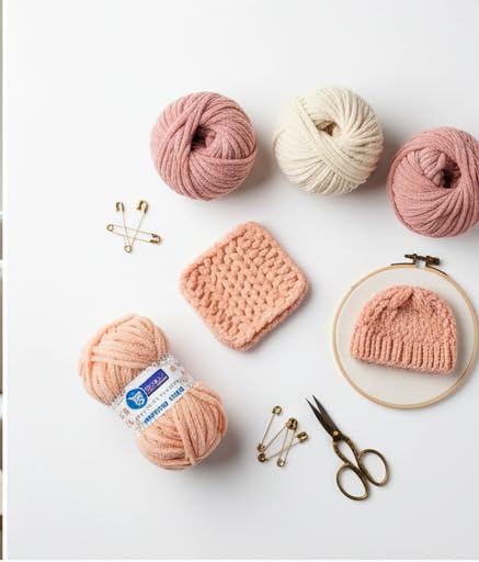 Image of ProKart Premium Woolen 4 ply Hand Knitting Wool Yarn | Fine Weight Knitted and Crocheted Soft Yarn for Sweater, Scarf, Hat, Baby Clothes, Baby Sports, Purse, Gift Bags & DIY Craft Accessories Projects (1 Ball /100 Gram Each) (Peach, 100gms x 1 Pack)