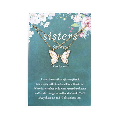Butterfly Wing Necklace - Sister & Friendship Necklace, Gold Butterfly Design, Two Necklaces in One for Sisters or Best Friends