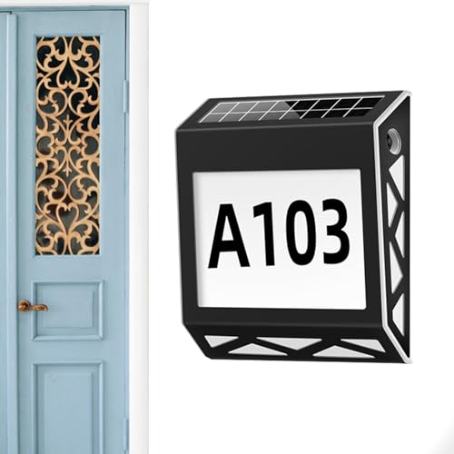 Letrero de dirección solar iluminado, placas numéricas de montaje en pared para exteriores, pantalla LED de bajo consumo, duradero, para el hogar, patio, entrada, jardín, visibilidad nocturna y