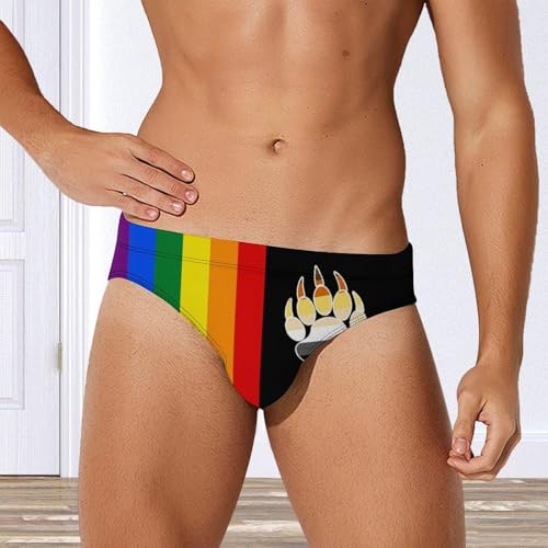 Gay LGBT Bear Flag Mens Swim Briefs Swimwear Bikini Underwear Sexy Low Rise Trunks Swimsuit Bathing Suit Beach4