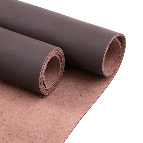 Image of CG Buff Leather Sheet, 1.2mm to 1.8mm Corrected Grain Leather for Crafting, Keychains, Wallets, Rugs, Bags, Shoes, Furniture, Automotive & DIY Accessories. (Brown)