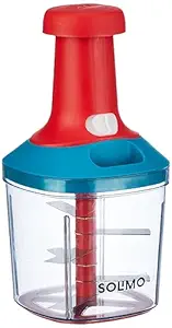 Amazon Brand - Solimo Multipurpose Manual Hand-Press Vegetable Chopper Mixer Cutter to Cut Onion, Salad, Tomato I Food Chopper with 6 SS Blade for Effortlessly Chopping Vegetables and Fruits, 900 ML