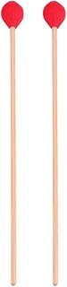 Tomotato 1 Pair Marimba Mallets Wool Head Keyboard Percussion Mallets Red Marimba Mallets Set with Beech Ergonomic Handle for Percussion Instrument