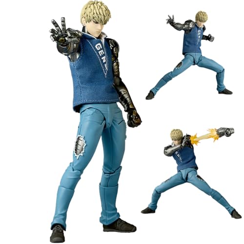 MABAIUDE Genos Action Figure Saitam - 15cm Super Action Statue Genos Figure Articulated Joints Movable Figurine with Replaceable Parts - PVC Handmade Collectible Gifts