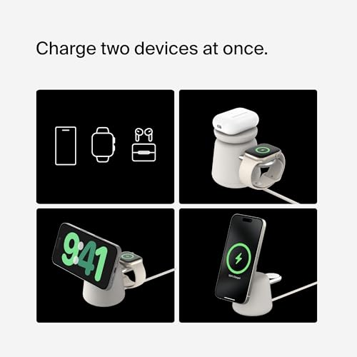 Belkin 2-in-1 Qi2 Wireless Charging Dock 15W (iPhone + Apple Watch) — view 3