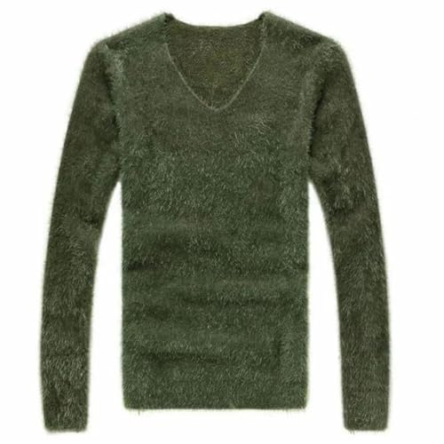 Men's Casual Solid Soft Warm Long Sleeves Pullover V-Neck Elastic Vintage Knitted Sweaters2
