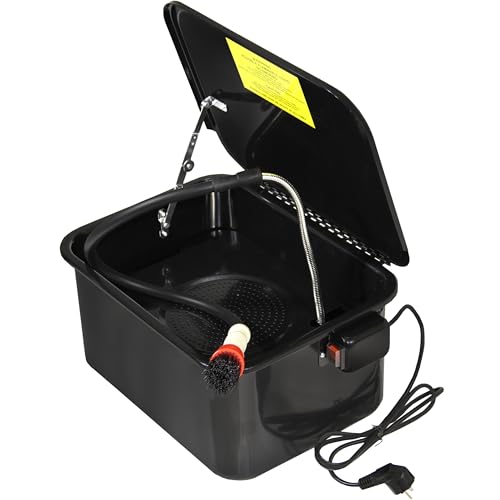 Helo Teilewaschgerät 13L Teilewaschbecken mit Pumpe und Waschpinsel, Teilereiniger für Werkstatt Garage, Stahl (Schwarz)