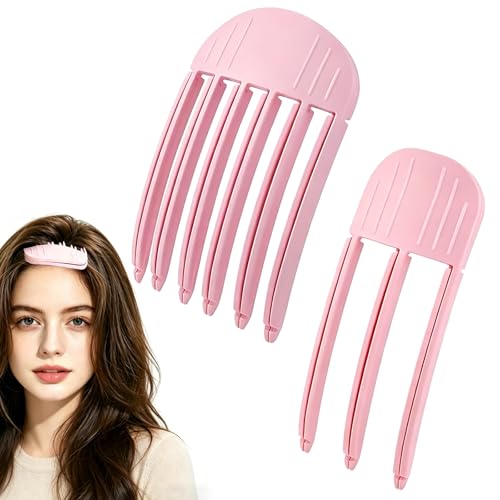 Volumen Clips Haare 2 Stück Haar-Volumen-Rollenclip Volumenclip für den Haaransatz Volumen Haarspangen für Fluffige Pony Ansatz Volumen Haarspange Clips Ansatzlifting auf allen Haartypen (Pink)