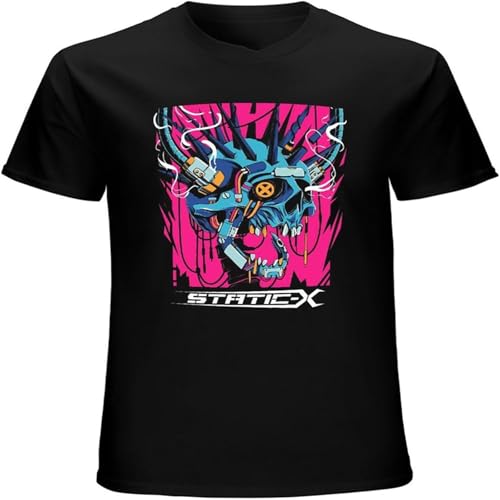 Men's Static X Metal Band t Shirt Unisex Cotton Gift for Fan TE6326 Black XXL