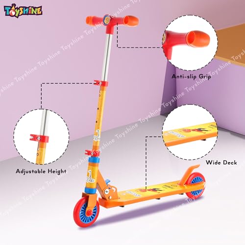 Image of Toyshine Jumbo 2 Wheel Runner Scooter with Anti Slip ABS Base Aluminium Structure Height Adjustable Handlebar Foldable Max Load 50kg for Boys and Girls Ages 4 and Above - Orange
