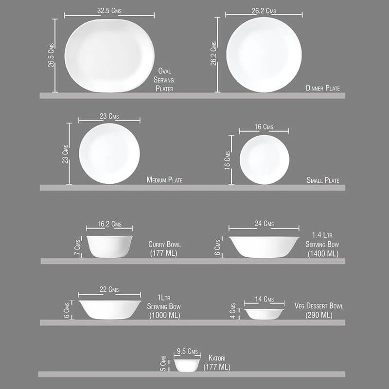 Image of CORELLE Glass Vegetable Bowl Livingware English Garden 177 ml Katori Pack of 4 (Pack of 4, White)