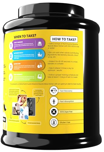 Image of Nutrimuscle Massive Mass Gainer, 3.5 Kg - Cookies & Cream | Whey Protein, Creatine & Complex Carbs for Muscle Mass, Strength & Weight Gain