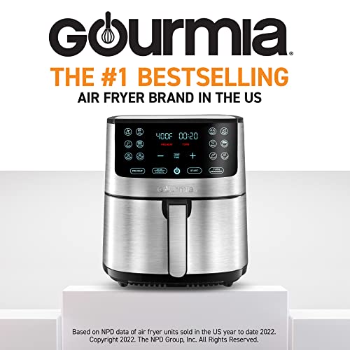 Gourmia Air Fryer Oven Digital Display 8 Quart Large AirFryer Cooker 12 Touch Cooking Presets, XL Air Fryer Basket 1700w Power Multifunction GAF838 Black and stainless steel air fryer - Image 3