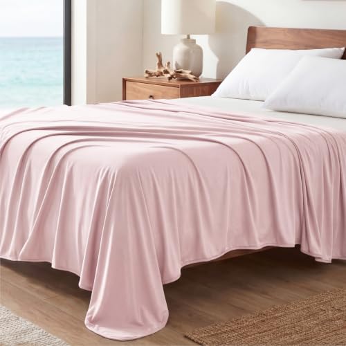 Image of Bedsure Lightweight Cold Blanket for Summer, Bed Cooling Blanket Queen Size for Hot Sleepers, Ice Cool Essentials for Hot Nights, Breathable Thin Bedding for Teen Girls, Women, Pink, 90 inch x 90 inch