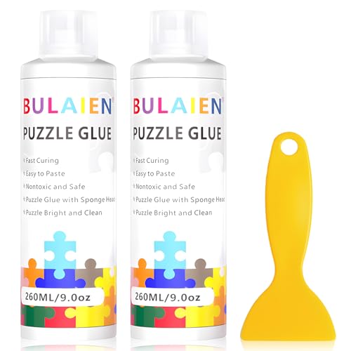 Rbleote Pegamento Puzzle Pegamento para Puzzles con Punta De Esponja Fácil De Usar Y Aplicador Adecuado para Niños Y Adultos (260 Ml X 2)
