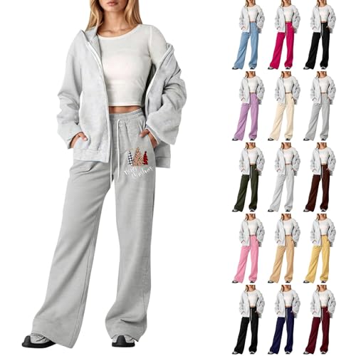 Merry Christmas Girl's Tree Graphic Baggy Sweatpants Lightweight Straight Leg Athletic Pants with Pockets Active Trousers