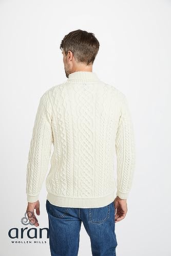 Aran Irish Sweater for Men's High Neck 100% Supersoft Merino Wool Cable Knitted Pullover Made in Ireland4