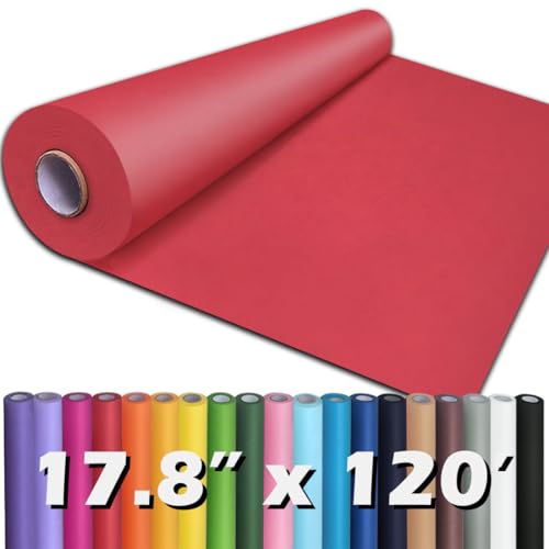 PerkHomy 17.8 x 1 440 (120) Red Kraft Paper Roll for Craft Bulletin Board Paper Art Table Covering Crafting Gift Wrapping Bouquet Packing Parcel 80GSM 55LB (Red 17.8 x 120)