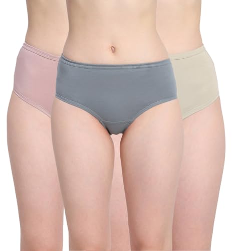 Image of Shasmi Women's High Coverage Cotton Hipster Panties | Super Combed Mid Rise Briefs | Mid Waist Printed Underwear for Women | Soft Breathable Everyday Comfort Innerwear (Pack of 3)