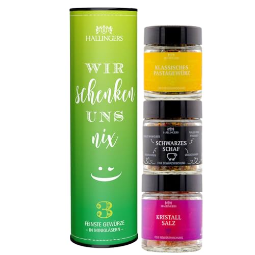 Hallingers Genuss Manufaktur Gewürz Geschenk-Set - 3 Gewürze aus aller Welt als Probierset in wertiger Geschenk-Dose Wir schenken un... Geschenkidee für Frauen Männer