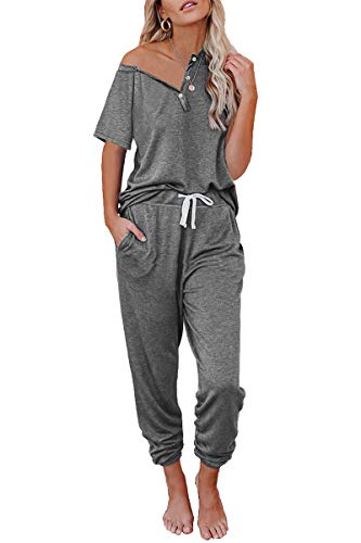 Image of AUTOMET Womens 2 Piece Outfits Pajamas Sets Summer Lounge Sets Loungewear Sweatsuits with Sweatpants