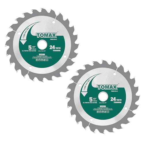 TOMAX 2 Pack 5-1/2 Inch 24 Tooth ATB General Purpose and Trimming Saw Blade Cordless Trim Saw Blade with 5/8-Inch Arbor (1/2-Inch and 10-mm Reducer Bushings Include)