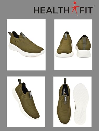 Image of HEALTH FIT Extra Soft Sports Shoes with Memory Foam Comfortable & Lightweight Breathable Without Lace for Walking Jogging Gym Shoes Cushion Casual Regular Wear Shoes for Men's Gent's HF728