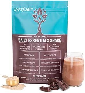 LyfeFuel Meal Replacement Shakes - All-in-One Plant-Based Nutrition Shake & Smoothie Powder - Organic Greens and Superfoods, Complete Vegan Protein, & 50+ Whole Food Nutrients (Chocolate, 24 Servings) Dairy-Free, Keto, Low Carb, Soy-Free, Gluten-Free