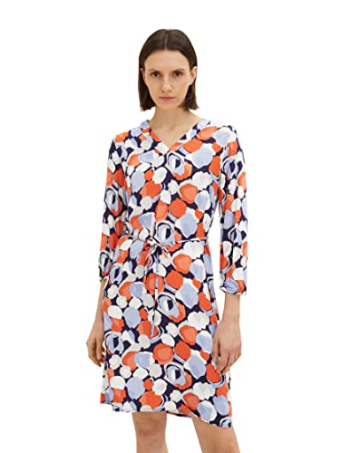 TOM TAILOR Damen 1035231 Kleid mit Muster, 31116 - Navy Flower Design, 40