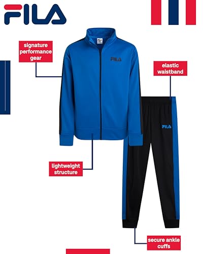 Fila Boys Tracksuit - 2 Piece Athletic Performance Tricot Full Zip Track Jacket and Boys Joggers Activewear Set (Size: 8-12)2