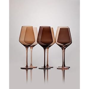 Venus Collection Glassware- Elegant Colored Wine Glasses (Set Of 6), Stemmed Multi-Color Glass With Thin Rim, Hand-Blown , Crystal Glasses for White and Red Wine , 16.5oz