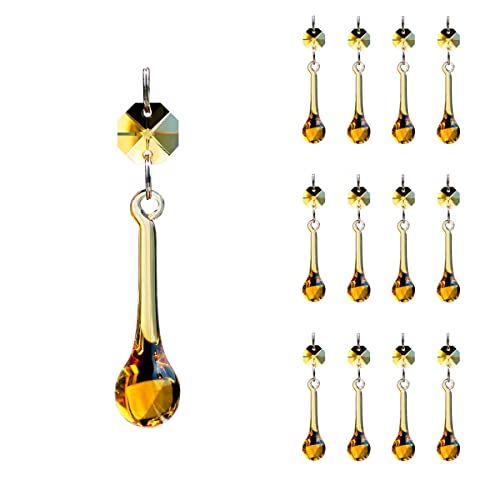 GOLDENHAITAI 12 prismi di cristallo a goccia di pioggia, 53 mm, perline di cristallo da appendere per lampadari, decorazione domestica (topazio)