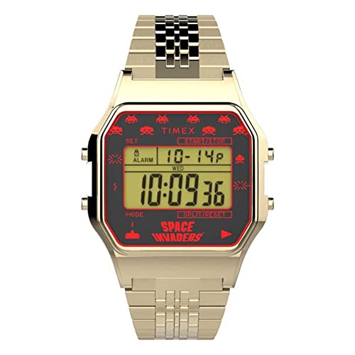 Timex Men's T-80 x Space Invaders 34mm Gold-Tone Digital Watch